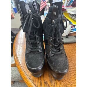 Jennifer Lopez Women's Black Platform Ankle Boots Size 8 Party/Cocktail
